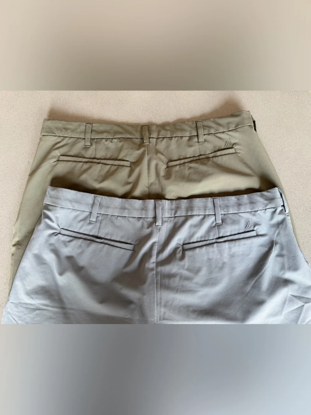 Nautica Navtech Men's Casual Chino Shorts - 2 Pack Olive and Light Gray